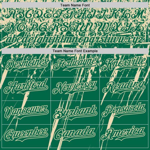 Custom Kelly Green Cream Distressed Scratch Brush Stroke Authentic Baseball Jersey
