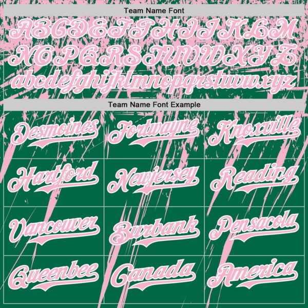 Custom Kelly Green Light Pink-White Distressed Scratch Brush Stroke Authentic Baseball Jersey