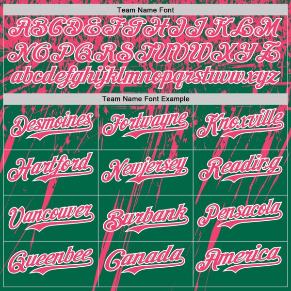 Custom Kelly Green Neon Pink-White Distressed Scratch Brush Stroke Authentic Baseball Jersey