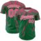 Custom Kelly Green Neon Pink-White Distressed Scratch Brush Stroke Authentic Baseball Jersey