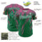 Custom Kelly Green Pink-White Distressed Scratch Brush Stroke Authentic Baseball Jersey