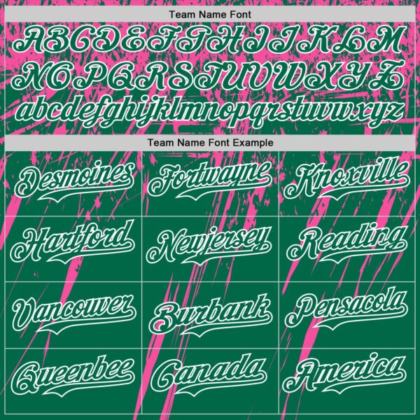 Custom Kelly Green Pink-White Distressed Scratch Brush Stroke Authentic Baseball Jersey