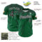 Custom Kelly Green Black-White Distressed Scratch Brush Stroke Authentic Baseball Jersey