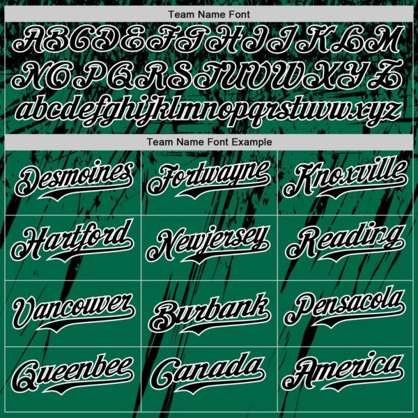 Custom Kelly Green Black-White Distressed Scratch Brush Stroke Authentic Baseball Jersey