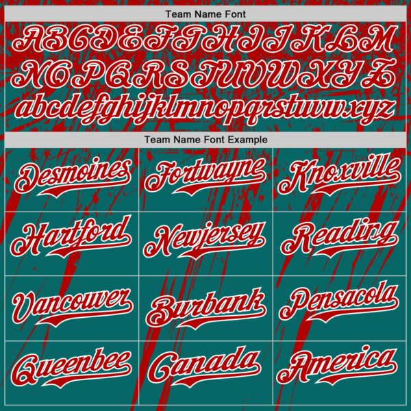 Custom Teal Red-White Distressed Scratch Brush Stroke Authentic Baseball Jersey