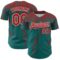 Custom Teal Red-White Distressed Scratch Brush Stroke Authentic Baseball Jersey