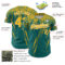 Custom Teal Gold-White Distressed Scratch Brush Stroke Authentic Baseball Jersey