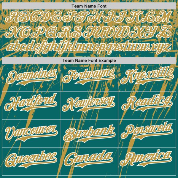 Custom Teal Old Gold-White Distressed Scratch Brush Stroke Authentic Baseball Jersey