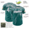 Custom Teal Gray-White Distressed Scratch Brush Stroke Authentic Baseball Jersey