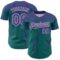 Custom Teal Purple-White Distressed Scratch Brush Stroke Authentic Baseball Jersey