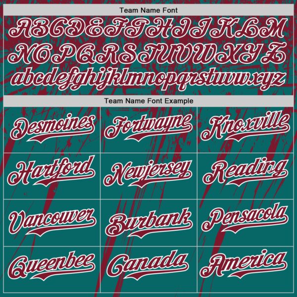 Custom Teal Crimson-White Distressed Scratch Brush Stroke Authentic Baseball Jersey