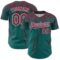 Custom Teal Crimson-White Distressed Scratch Brush Stroke Authentic Baseball Jersey