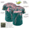 Custom Teal Medium Pink-White Distressed Scratch Brush Stroke Authentic Baseball Jersey