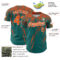 Custom Teal Orange-White Distressed Scratch Brush Stroke Authentic Baseball Jersey