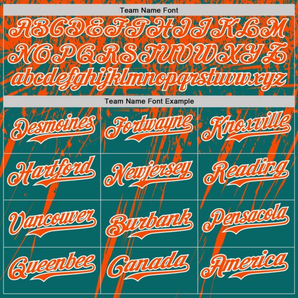 Custom Teal Orange-White Distressed Scratch Brush Stroke Authentic Baseball Jersey