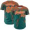 Custom Teal Orange-White Distressed Scratch Brush Stroke Authentic Baseball Jersey