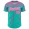Custom Aqua Pink-White Distressed Scratch Brush Stroke Authentic Baseball Jersey