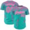 Custom Aqua Pink-White Distressed Scratch Brush Stroke Authentic Baseball Jersey
