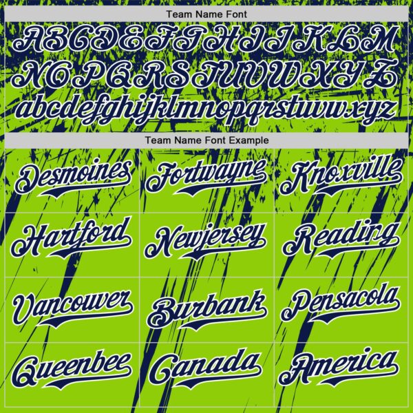 Custom Neon Green Navy-White Distressed Scratch Brush Stroke Authentic Baseball Jersey