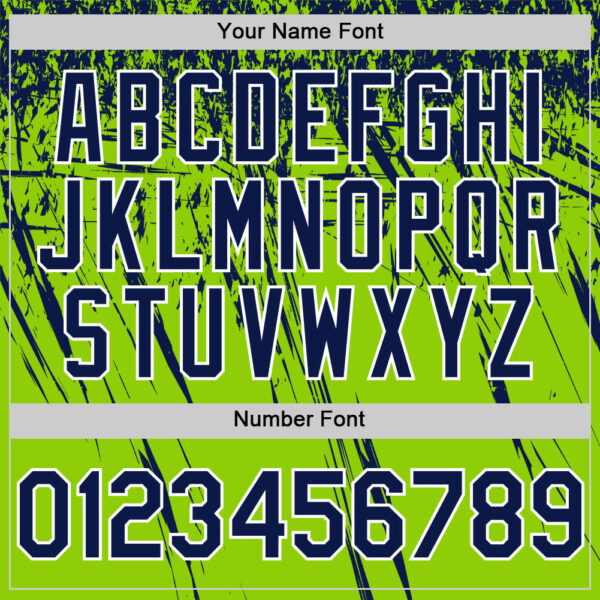 Custom Neon Green Navy-White Distressed Scratch Brush Stroke Authentic Baseball Jersey