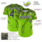 Custom Neon Green Black-White Distressed Scratch Brush Stroke Authentic Baseball Jersey