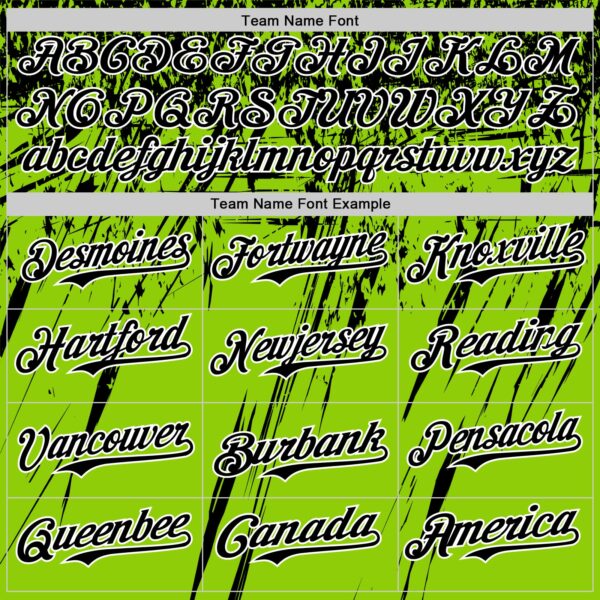 Custom Neon Green Black-White Distressed Scratch Brush Stroke Authentic Baseball Jersey