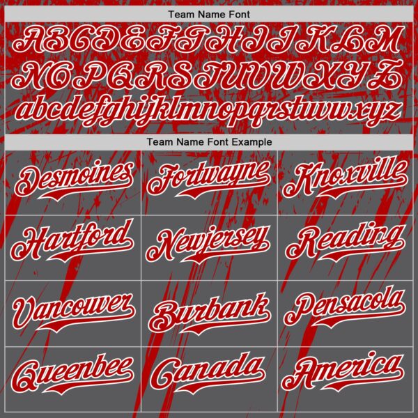 Custom Steel Gray Red-White Distressed Scratch Brush Stroke Authentic Baseball Jersey