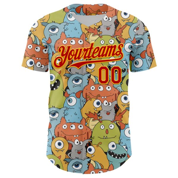 Custom White Red-Gold Alien Monster Mash Authentic Baseball Jersey