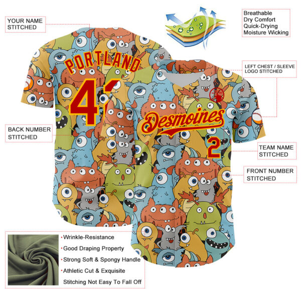 Custom White Red-Gold Alien Monster Mash Authentic Baseball Jersey