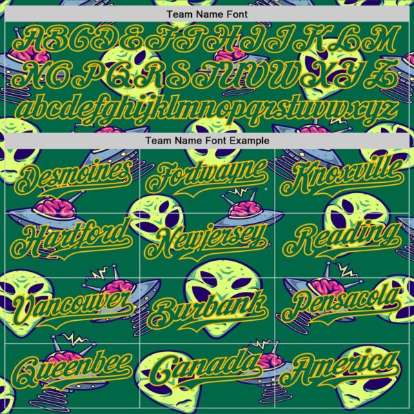 Custom Kelly Green Gold Alien UFO Space Authentic Baseball Jersey