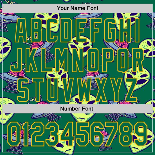 Custom Kelly Green Gold Alien UFO Space Authentic Baseball Jersey