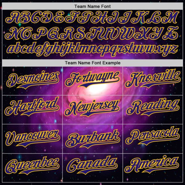 Custom Black Dark Purple-Yellow Alien UFO Space Galaxy Authentic Baseball Jersey