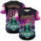 Custom Black Dark Purple-Yellow Alien UFO Space Galaxy Authentic Baseball Jersey