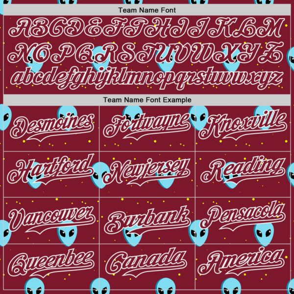Custom Crimson White Cartoon Alien Galaxy Authentic Baseball Jersey
