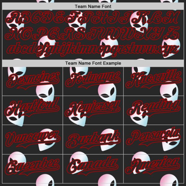 Custom Black Red Cartoon Alien Authentic Baseball Jersey