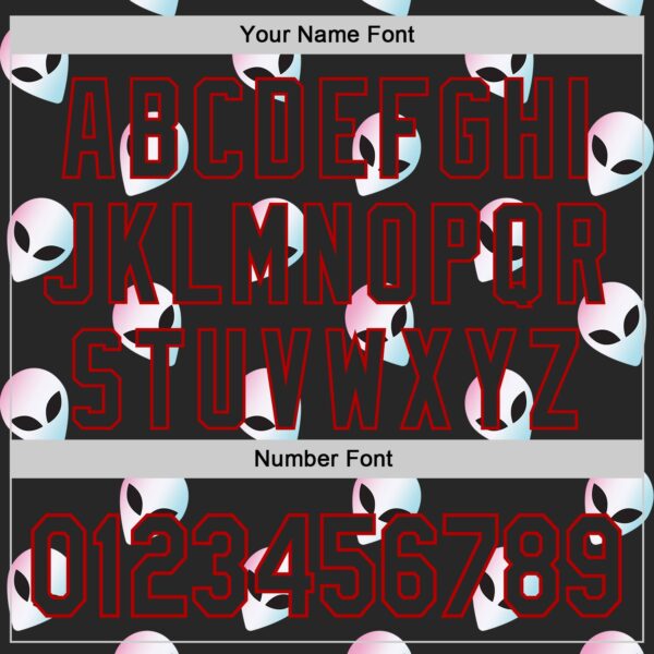 Custom Black Red Cartoon Alien Authentic Baseball Jersey