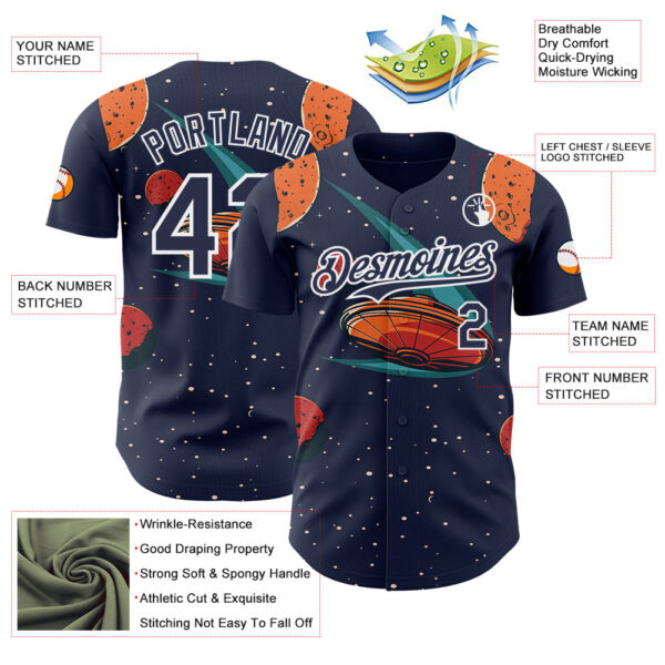Custom Black Navy Orange-White Alien UFO Galaxy Authentic Baseball Jersey