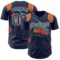 Custom Black Navy Orange-White Alien UFO Galaxy Authentic Baseball Jersey