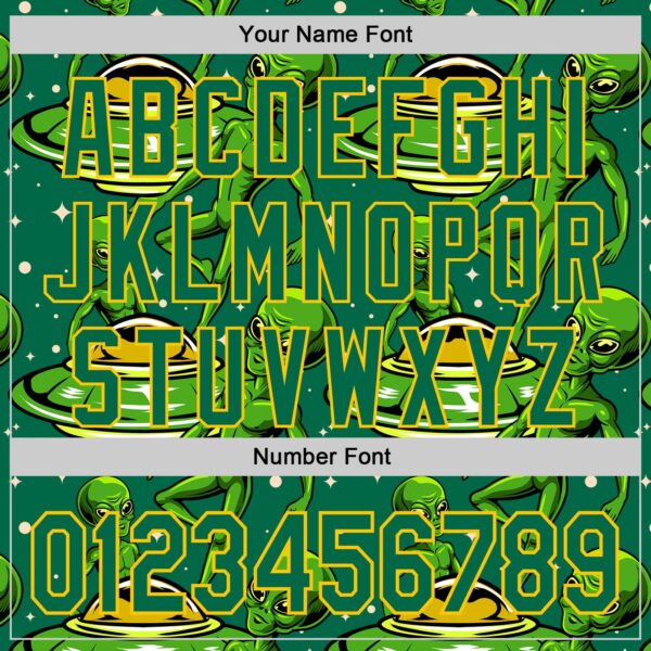 Custom Kelly Green Yellow Alien UFO Galaxy Authentic Baseball Jersey