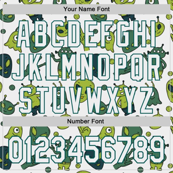 Custom White Midnight Green Cartoon Alien Authentic Baseball Jersey