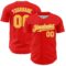 Custom Fire Red Gold-White 3D Pattern Design Confetti Colorful Speckle Authentic Baseball Jersey