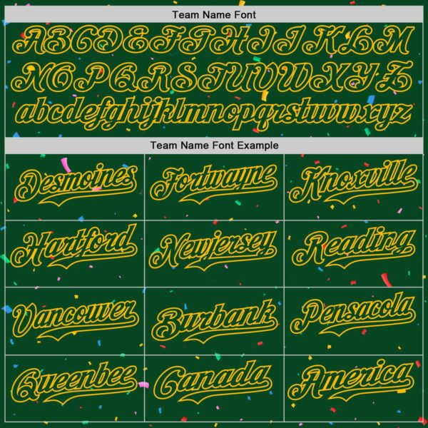 Custom Green Gold 3D Pattern Design Confetti Colorful Speckle Authentic Baseball Jersey