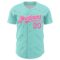 Custom Ice Blue Pink-White 3D Pattern Design Confetti Colorful Speckle Authentic Baseball Jersey
