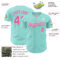Custom Ice Blue Pink-White 3D Pattern Design Confetti Colorful Speckle Authentic Baseball Jersey