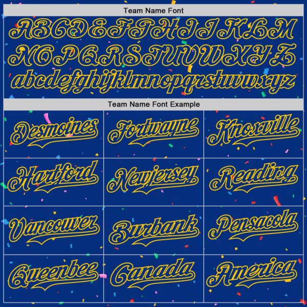 Custom Royal Yellow 3D Pattern Design Confetti Colorful Speckle Authentic Baseball Jersey