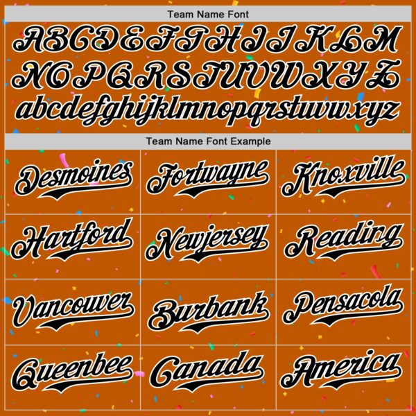Custom Texas Orange Black-White 3D Pattern Design Confetti Colorful Speckle Authentic Baseball Jersey