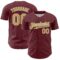 Custom Burgundy Old Gold-White 3D Pattern Design Confetti Colorful Speckle Authentic Baseball Jersey