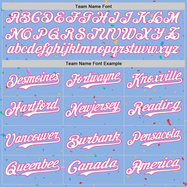 Custom Light Blue White-Pink 3D Pattern Design Confetti Colorful Speckle Authentic Baseball Jersey
