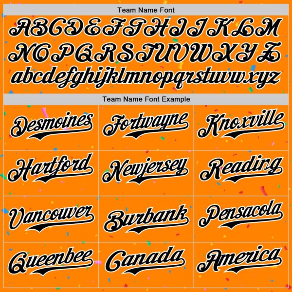 Custom Bay Orange Black-White 3D Pattern Design Confetti Colorful Speckle Authentic Baseball Jersey
