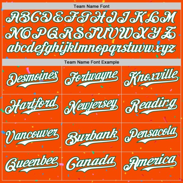 Custom Orange White-Kelly Green 3D Pattern Design Confetti Colorful Speckle Authentic Baseball Jersey